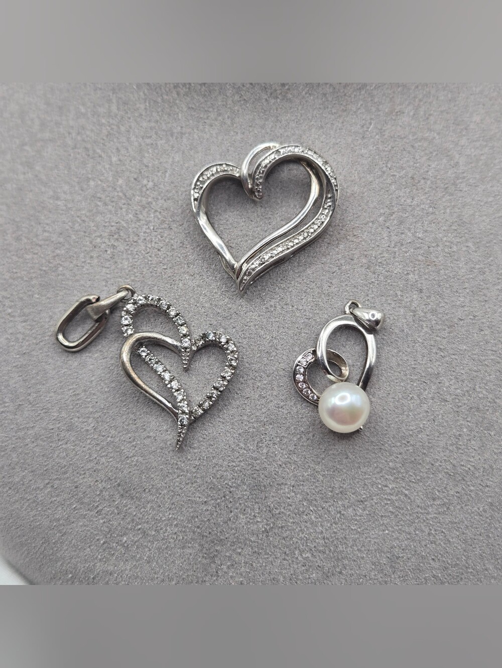 Sterling Silver Heart Pendant Bundle Marked 925